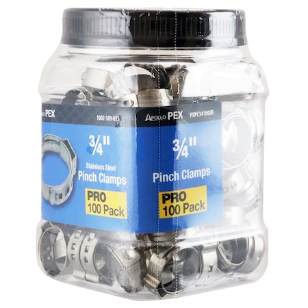 Apollo 3/4 in. Stainless Steel PEX Barb Pinch Clamp Jar (100-Pack), 100PK PXPC34100JR